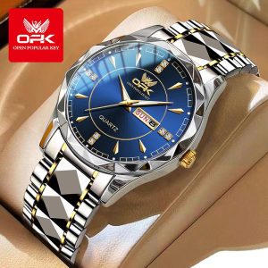 OPK Jam Tangan Lelaki Kalis Air Keluli Tahan Viral 2024 Gaya Perniagaan Berkilau Emas dan Hitam Pergerakan Kuarza Mewah Relo with Luxury Box G81-51 Watches Rotundity Bahan logam dalam stok Warna berbilang Pejabat parti pemberian hadiah Garanti 1 tahun