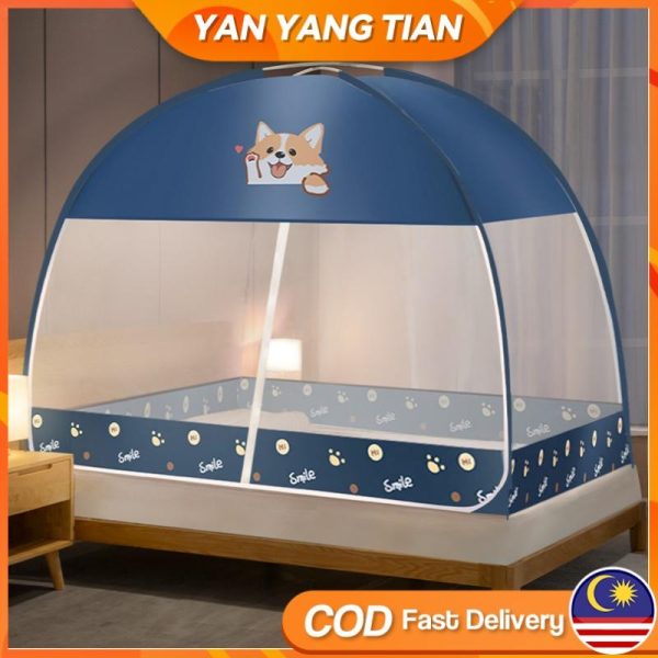 YANYANGTIAN Kelambu Dua Pintu, Liputan Penuh, Tersedia dalam Saiz Single / Queen / King, Anti Nyamuk, Mudah Dipasang, Boleh Dilipat, Sesuai untuk Penyimpanan