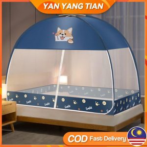 YANYANGTIAN Kelambu Dua Pintu, Liputan Penuh, Tersedia dalam Saiz Single / Queen / King, Anti Nyamuk, Mudah Dipasang, Boleh Dilipat, Sesuai untuk Penyimpanan Bedding Nets