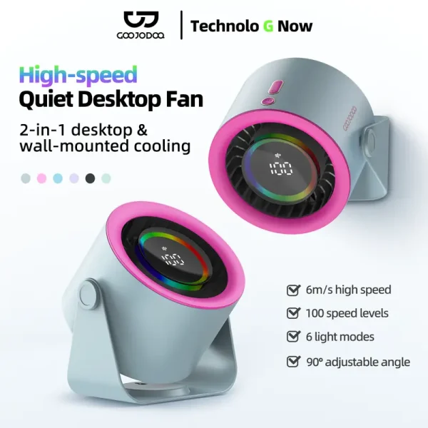 GOOJODOQ GFS008 Kipas Dinding Sesuai Rumah Sekolah Kelas Offis Outdoor 90 Adjustable Angle with LED Display Wall Mounted Desktop Cooling Fan Light