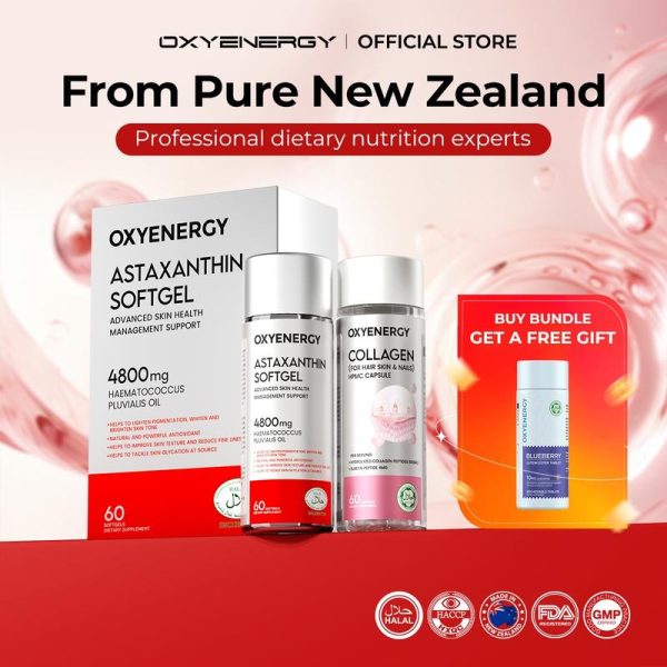OXYENERGY ASTAXANTHIN, 60 SOFTGELS, OXYENERGY COLLAGEN, 60 CAPSULES, 2PCS, OXYENERGY LUTEIN, Beli Sekarang, Tawaran TERHAD