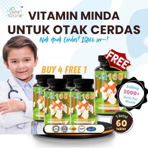 IQ160 - {Vitamin Minda Kanak} 60Tablets x5-Botol (Set Super Jimat) {Chewable Tablets} Perisa Nenas Putih {Vitamin NuMega} Paten Bahan Dari Australia - Tiny Titanz
