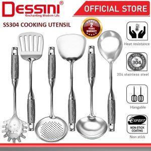 DESSINI ITALY 304 Stainless Steel Utensil Slotted Turner Spoon Skimmer Spaghetti Server Ladle Spatula Kitchenware Senduk