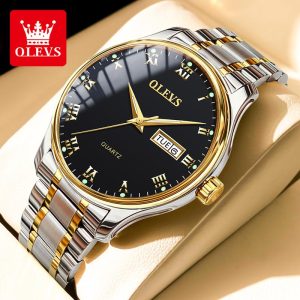 OLEVS Jam Tangan Lelaki Aesthetic Branded Ori Watches Malaysia Branded Ori Waterproof Viral 2024 New Watch For Men with Free Box G5568 Rotundity Bahan logam dalam stok Banyak warna Pejabat parti pemberian hadiah Garanti 1 tahun