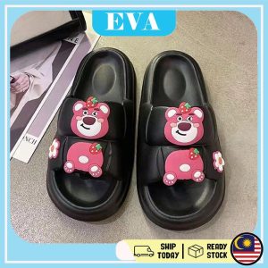 READY STOCK EVA Sandals Cute Cartoon Strawberry Bear Wanita Selipar Tiktok Fashion Slipper Kasut Perempuan Slippers