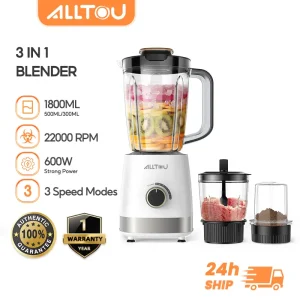 ALLTOU Blender 2L+0.8L Juice Fruit Soya Ice Maker Crusher Electric High Speed Food Processor Mesin Pengisar Ais Makanan