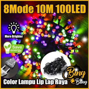 [BingBling] 2 Pin Extension V2- 100M | 50M | 20M | 10M | 8Modes | Boleh Sambung² | 2025 Lampu Raya Panjang Viral Lip Lap Outdoor Waterproof Lampu Kelap Kelip Kelip² Klip Klip² Fairy Light Decoration Deco Lampu Hiasan Party Wedding Deepavali Lighting