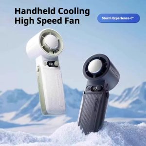 199 Speeds Mini Fan Silent Strong Wind Kipas mini USB Rechargeable Handheld Fan with LED Display Portable Hanging Adjustable Cooling 6000mAh Large capacity battery Sesuai Pelajar Desktop Luaran Sukan outdoor High Speed fans Cold Compress Superconductive