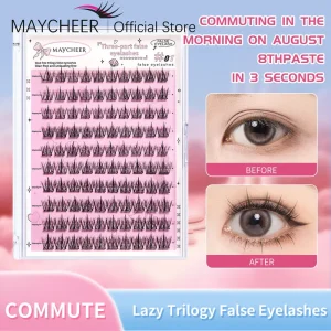 Bulu Mata Palsu MAYCHEER Sunflower Upgraded DIY Glue Free, C Curl Self Adhesive Eyelash Extensions, Portable, Comfortable, Suitable For Beginners, Extra Big Pack False Eyelashes Makeup