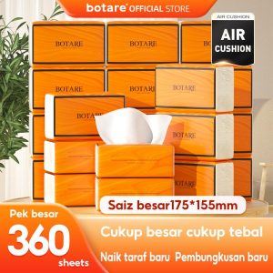 [20 Packs] Botare Air-Cushion Deluxe Soft Facial Tissue 4-Ply 360 Sheets