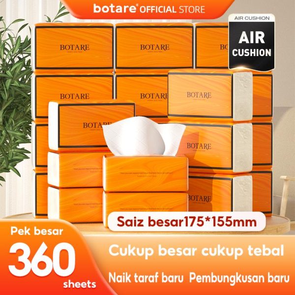 [20 Packs] Botare Air-Cushion Deluxe Soft Facial Tissue 4-Ply 360 Sheets