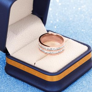 Cincin Keluli Titanium, Reka Bentuk Elegan, dengan Zirkon, Cincin Keluli Tahan Karat, Boleh Ditindik, Gaya Korea, Mudah dan Fesyen, Tidak Luntur, Sesuai Dipakai Semasa Mandi dan Berenang, Cincin Rings