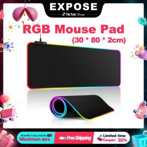 EXPOSE RGB LED Lighting Gaming USB Mouse Pad Waterproof Large Size RGB Mouse Pad (30 x 80 x 2cm) Computer