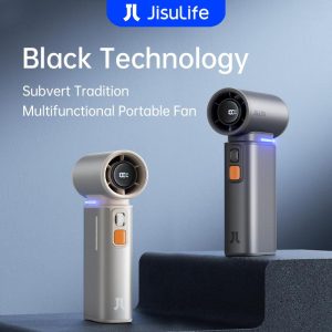 Jisulife,Kipas Mudah Alih, 9000mAh hayat bateri yang panjang,3 dalam 1, Boleh dicas semula, Dengan Fungsi Pembersih Udara, Kipas Mini, Dengan Paparan LED 1-100 Kelajuan, Sesuai untuk Kegunaan Luaran