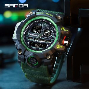 Jam Tangan Lelaki, AW24 SANDA 3133, Kalis Air, Jam Tangan Digital Sukan, Pelbagai fungsi, Jam Tangan Analog-Digital Mewah