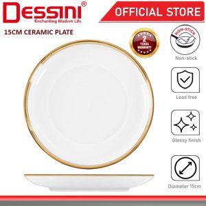 DESSINI ITALY 6 Inch Ceramic Serving Plate Dessert Cake Salad Pasta Tray Non Stick Snack Platter Dinnerware PINGGAN