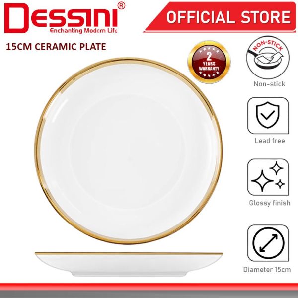 DESSINI ITALY 6 Inch Ceramic Serving Plate Dessert Cake Salad Pasta Tray Non Stick Snack Platter Dinnerware PINGGAN