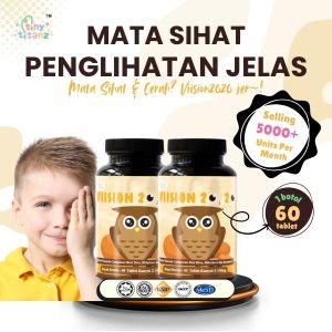 Viision 20/20 - {Vitamin Mata Sihat Kanak-Kanak} 60Tablets x2-Botol (Combo) {Chewable Tablets} Perisa Buah Delima {CaroRite} Paten Bahan Dari India - Tiny Titanz