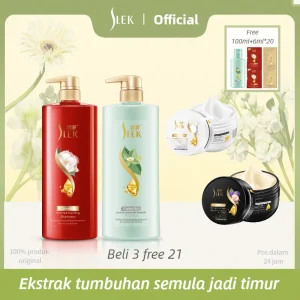 SLEK Camellia Green Tea Seed Shampoo Hijau Set Topeng Rambut Silk Grape dengan HADIAH PERCUMA