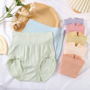 7 PCS Set Seluar Dalam Wanita Pinggang Tinggi, Lembut dan Bernafas, Mengawal Perut dan Mengangkat Punggung, Sesuai untuk Sukan, Seluar Dalam Wormwood