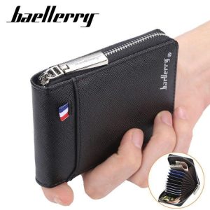 Short wallet for men birthday present gift Flip Wallet Lychee Pattern Leather Lowest Discount Purse Dompet Kulit Lembu Lelaki