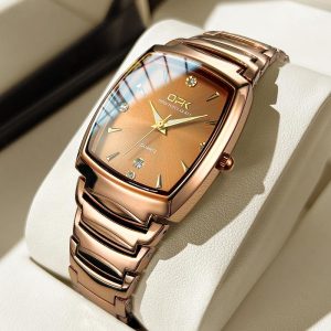 【Garanti 1 tahun】OPK G8112 Square Watch Men Jam Tangan Lelaki Original Waterproof Business Quartz Calendar Relo Luminous Fashion Stainless Steel Watch For Men Gelap Tahan Karat Watches