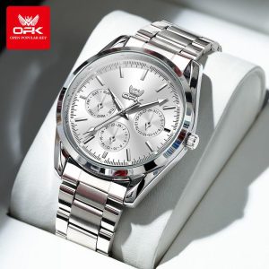 【Garansi 1 Tahun】 OPK Jam Tangan Lelaki Original Waterproof Watch Men Luminous Stainless Steel Chronography Date Wristwatch 6024 Rotundity Bisnes tinggi Ada kotak Ada stok tersedia Pejabat Pemberian hadiah Jam besi vintage