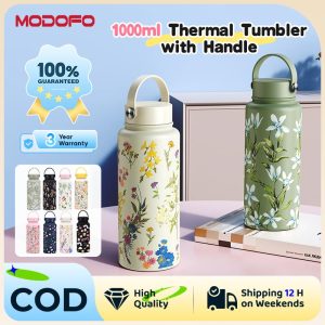 【COD】Original MODOFO Tumbler 1000ML -Thermos Bottle Large Capacity Wide Mouth Hadiah Portable Vacuum Sports tumbler Bottle Outdoor Printed Water Bottle Box Stainless floral thermos Warm Dengan Penutup botol Vacuum Insulated Thermoflask