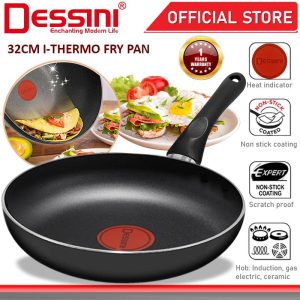DESSINI ITALY 32CM I-Thermo Heat Indicator Frying Pan Induction Non Stick Pot Bowl Wok Casserole Cookware Tool PERIUK