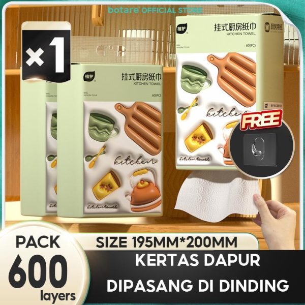[1 pack] Botare Kertas Dapur Gantung, Penyerap, Kertas Minyak, Kertas Minyak Mengelap, Besar, Beg Goreng, Kertas Dapur Tarik Keluar