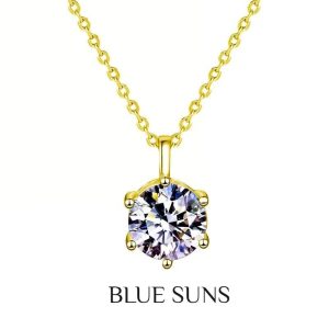 [925 Perak]Kalung Musim Panas Peluh&Tahan Kotoran Emas 18K 5CT Loket Moissanite Kalung Cantik Hypoallergenic untuk Wanita Barang kemas yang bergaya dan serba boleh