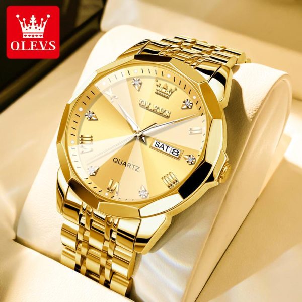 【1-year warranty】OLEVS Jam Tangan Lelaki Original Waterproof Jam Emas Men Gold Watch Luminous Stainless Steel Luxury Watches for Man NEW 99-31 Bahan logam dalam stok Warna berbilang Ada kotak Ada alat Pejabat parti pemberian hadiah Garanti 1 tahun Gelap