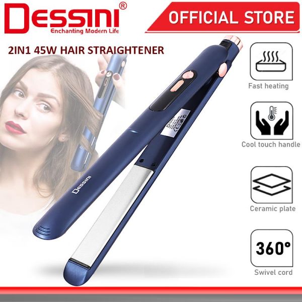DESSINI ITALY 2 IN 1 Titanium Ceramic Hair Straightener Flat Iron Twist Curler Styling Waver Pelurus Pengeriting Rambut