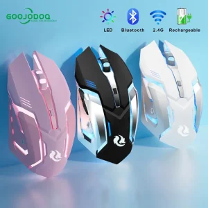 GOOJODOQ Gaming Mouse Rechargeable Wireless Mouse - 2.4Ghz 1600 DPI dengan LED Otomatis