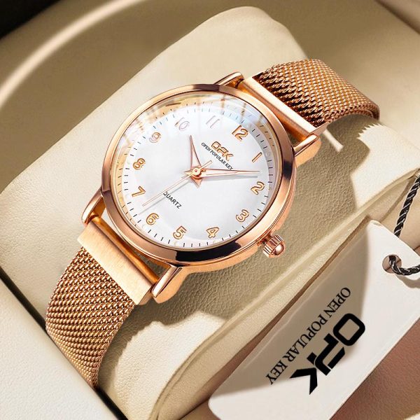 OPK Jam Tangan Wanita Original Perempuan Waterproof New Kuarza Kalis Air Asli Keluli Tahan Karat Fesyen Kasual NEW81-15 Watches Rotundity Bahan logam dalam stok Banyak warna Pejabat parti pemberian hadiah Garanti 1 tahun