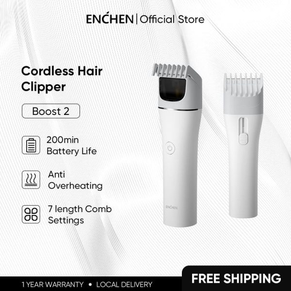 【COD】Enchen Boost 2 Electric Wireless Hair Trimmer Cordless Type-C Rechargeable Hair Clipper for Children Adult Mesin Potong Rambut
