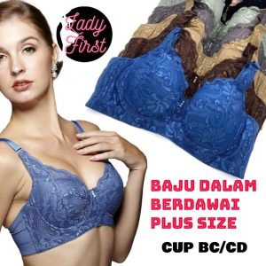 Bra Women With Wired Plus Size 36-46 BC/CD Cup Full Coverage Floral Lace Bralettes Baju Dalam Berdawai Plus Saiz Women Underwear Fashion Women