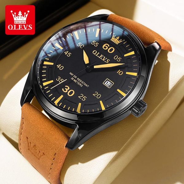 【Free Watch Box】OLEVS Jam Analog Tangan Perempuan Lelaki Watch Women Original Casual Waterproof Quartz Luminous Leather Watch Men Watches 9962 Tahan Karat