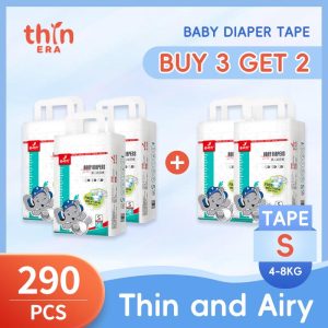 【Thin Era】 5 packs Baby Diaper Extra Soft Skin-Friendly Non-Irritating to the Skin Pull-up Diaper Pants and Tape Diapers SAP Jelly Absorbent Core Cotton