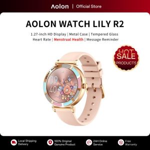 【Fashion】Aolon Lily R2 Smart Watch | 1.27'' inch Screen | Bluetooth Phone Call | Menstrual Health | Heart Rate | 100+ Sports Models | Customize Wallpaper | Waterproof | Bluetooth 4.0 | Latest Design free beg for Women for IOS Android