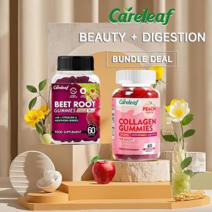 Gummies Kolagen + Ubi Bit, 60 Gummies / Botol, Menyokong Rambut, Kulit dan Kuku, Makanan Tambahan untuk Wanita, Termasuk dalam Himpunan