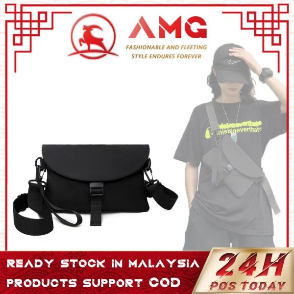 AMG Bag Lelaki Nylon Crossbody Sling Messenger Bag Unisex Waterproof Simple Sling Casual Korean Korea Style Bag