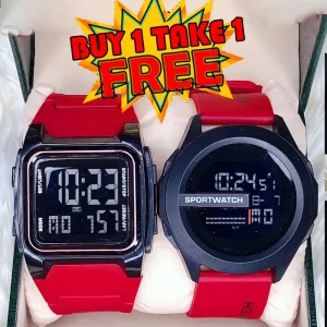 Beli 1 Ambil 1 jam tangan dengan penghantaran percuma, elektronik, Uniseks, untuk lelaki dan wanita, Pekeliling + persegi, 100%, jam tangan sukan kalis air (5 warna)