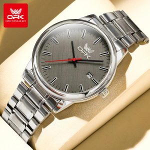 OPK Jam Tangan Lelaki Kalis Air Fesyen Keluli Tahan Karat Reka Bentuk Bulat 6030 Pelbagai Warna Penghantaran PercumaWaranti 1 Tahun Termasuk Kotak Percuma Alat Pelarasan Pilihan Hadiah Watches Gelap
