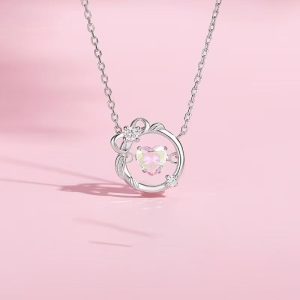 [925 Perak]Kalung Peluh Musim Panas & Perhiasan Loket Epal Ajaib Tahan Kotor dengan Kotak Hadiah Mawar, Kalung Cantik Hipoalergenik untuk Hadiah Wanita
