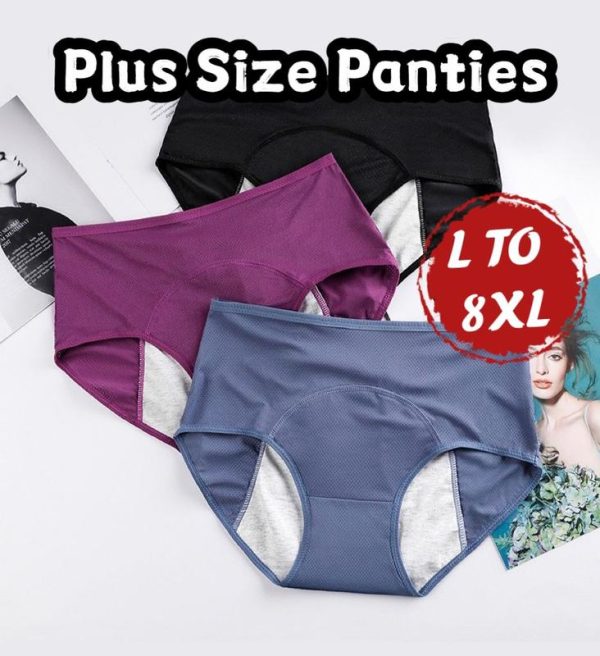 L to 8XL Plus Size Panties Breathable Soft Material Period Panties Anti Leak Women Panties Seluar Dalam Wanita period underwear
