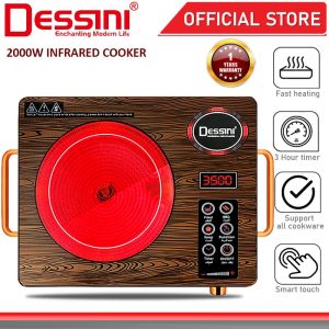 DESSINI ITALY Infrared Ceramic Cooker Hob Touch Control Panel 1 Burner Cooktop Tabletop Timer Multi Pots Stove Dapur