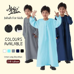 Baju Jubah Tahfiz Kanak-kanak Muslim Oman, Hellozebra, Baju Jubah Putih, Untuk Kanak-kanak berumur 3-14 Tahun, Baju Jubah Santin Kurta, Untuk Lelaki dan Lelaki, Sesuai untuk Kanak-kanak Muslim