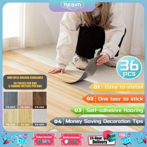 [REAIM] 36 PCS Wood grain Self Adhesive Lantai plastic wear-resistant floor mats waterproof Floor Sticker Floor Mat Stickers Waterproof Self Adhesive Wooden Vinyl Plank Tiles For Home Decor floor laminate floor sticker vinyl Kayu