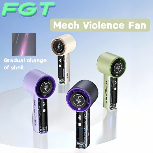 Mecha Violence Portable Mini Handheld Cooling Fan Semiconductor USB Rechargeable Turbine High Speed ​​High Wind Power Electric Fan Cooling